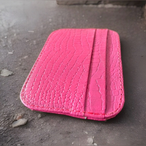 Leather wallet alligator skin embossed credit card holder New - Picture 1 of 3